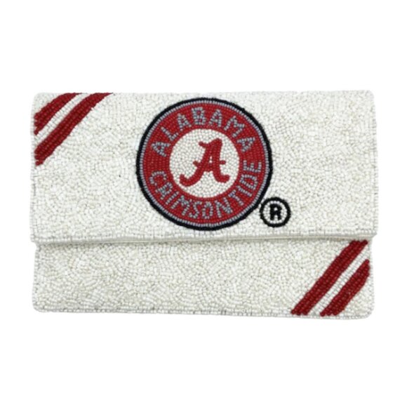 University of Alabama Handbags - UNIVERSITY OF ALABAMA CRIMSON TIDE MINI BEADED CLUTCH CROSSBODY BAG NEW LAST ONE